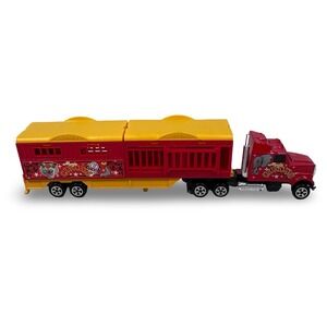 Vintage Majorette Red Yellow Circus Toy Truck Trailer w/ Animals Transport